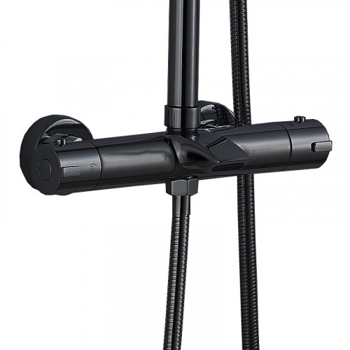 Душевая система Boch Mann Oglio B TS BM9649 с термостатом Черная латунь на стену