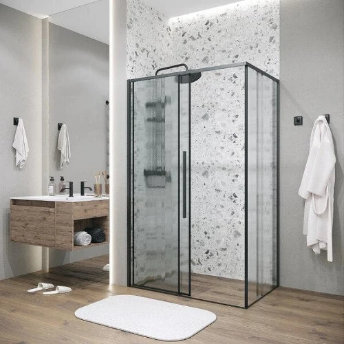 Душевой уголок Grossman Galaxy 130x100 L 120.K33.01.1310.21.02 профиль Черный матовый стекло шиншилла