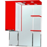 Зеркало со шкафом Bellezza Альфа 75 L 4618812002035 с подсветкой Белое Красное МДФ / ЛДСП, стекло