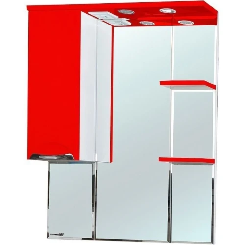 Зеркало со шкафом Bellezza Альфа 75 L 4618812002035 с подсветкой Белое Красное МДФ / ЛДСП, стекло