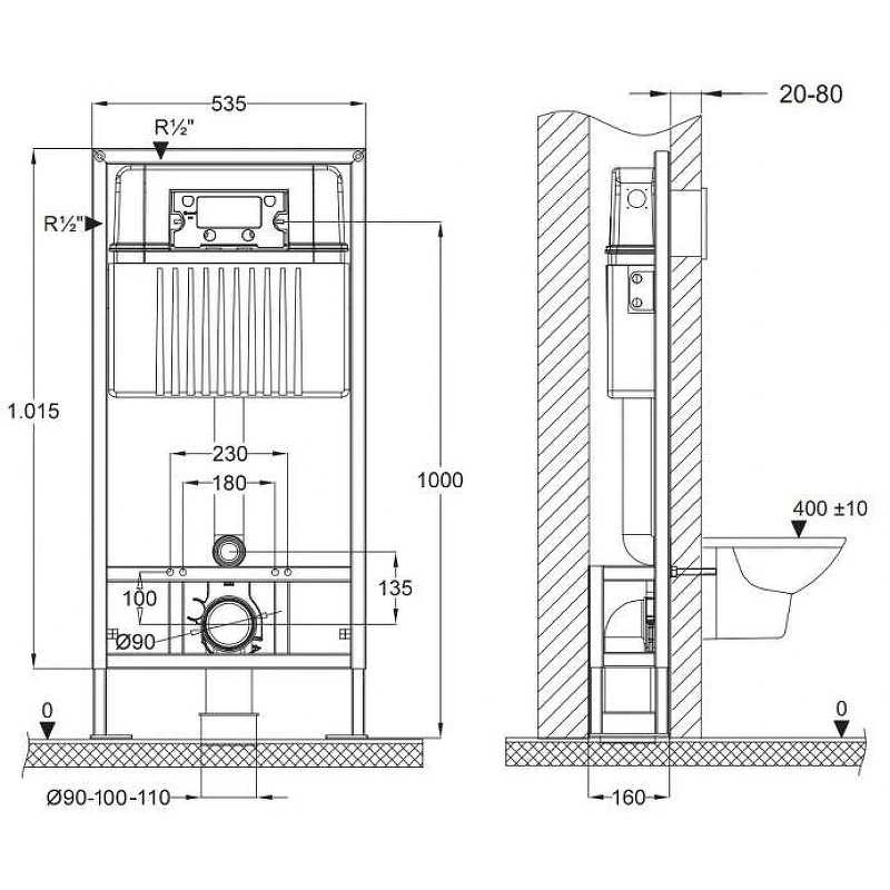Инсталляция Bettoserb Sava Free Standing 40006480 для унитаза без клавиши смыва