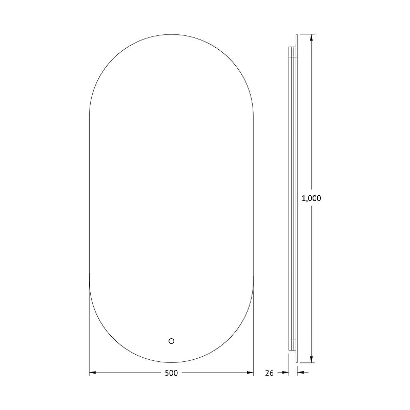 Зеркало Defesto Opti 50х100 DF 2914S с подсветкой 26W-3000K/Сенсорный выключатель/Теплый белый свет