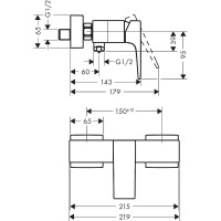 Смеситель для душа Hansgrohe Metropol 32560340 Шлифованный черный хром латунь на стену однорычажный