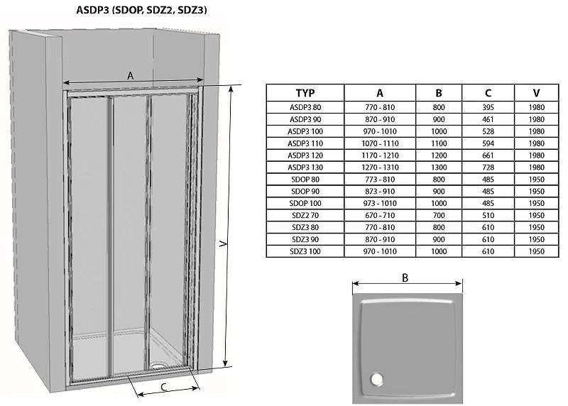 Душевая дверь Ravak Supernova SDOP-90 03V701O2Z1 профиль Белый стекло Transparent