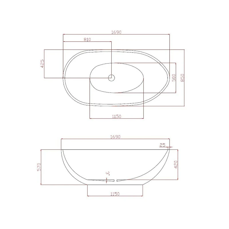 Акриловая ванна Azario Leeds 170x85 LEE17085 без гидромассажа