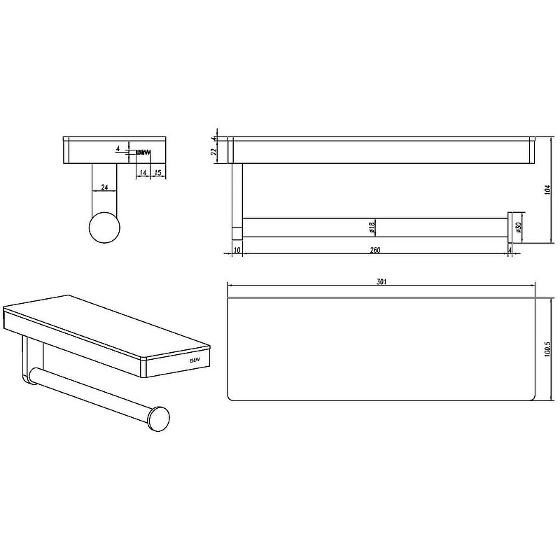 Black&White Gravity GA-9603GM 9603GM с полотенцедержателем Gun Metal