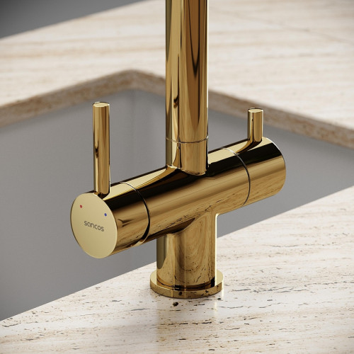 Смеситель для кухни Sancos Spin SC4015ZG цвет Полированное золото