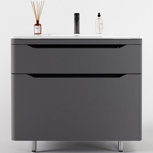 Тумба под раковину Style Line Марелла 90 Люкс Plus СС-00002418 Серый матовый антискрейтч МДФ / ЛДСП
