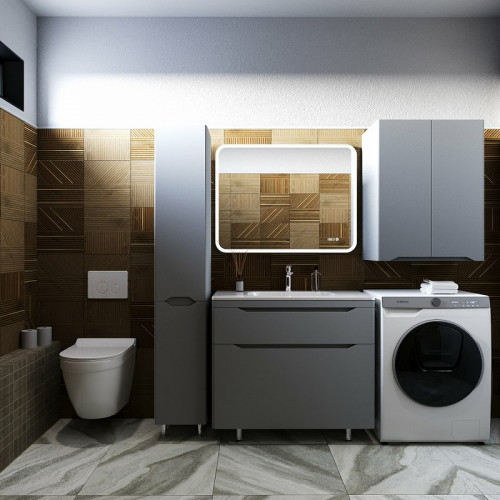 Тумба под раковину Style Line Марелла 90 Люкс Plus СС-00002418 Серый матовый антискрейтч МДФ / ЛДСП