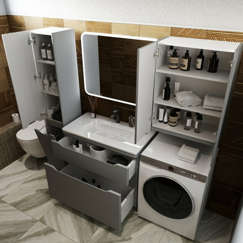 Тумба под раковину Style Line Марелла 90 Люкс Plus СС-00002418 Серый матовый антискрейтч МДФ / ЛДСП