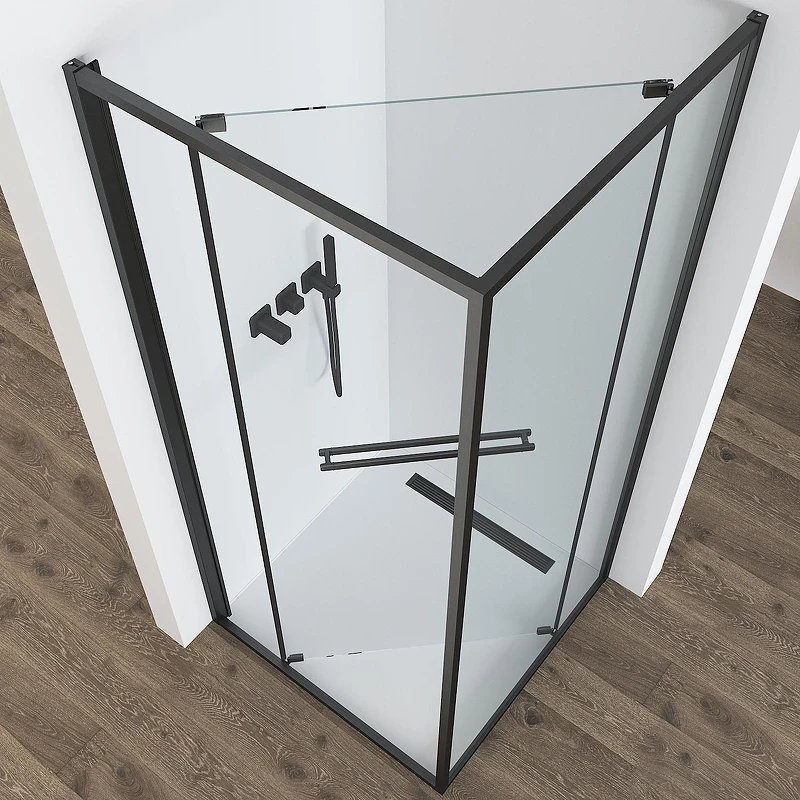 Душевой уголок Black&White S1120-9090GM 90x90 11209090GM профиль оружейная сталь стекло прозрачное