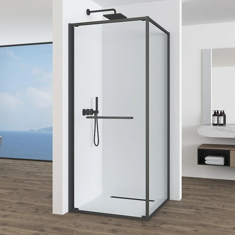Душевой уголок Black&White S1120-9090GM 90x90 11209090GM профиль оружейная сталь стекло прозрачное