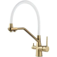 Смеситель для кухни Maretti Eleganza Gold ENG31RGF13 Золотой сатин Белый