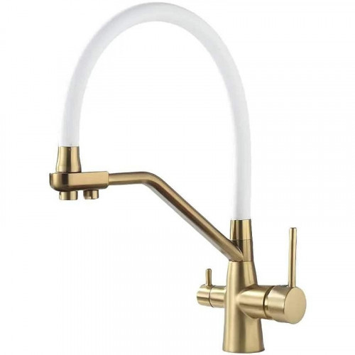 Смеситель для кухни Maretti Eleganza Gold ENG31RGF13 Золотой сатин Белый