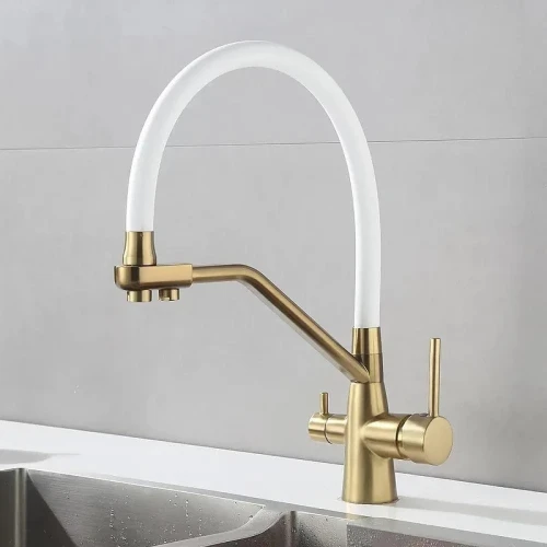Смеситель для кухни Maretti Eleganza Gold ENG31RGF13 Золотой сатин Белый