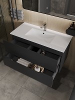 Тумба с раковиной Orange Li-100Tub+Ra подвесная Черная матовая МДФ / ЛДСП