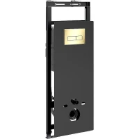 Инсталляция WasserKRAFT Salm 27TLT.010.ME.BL.PG03 для унитаза Черное стекло с клавишей смыва Золото глянцевое