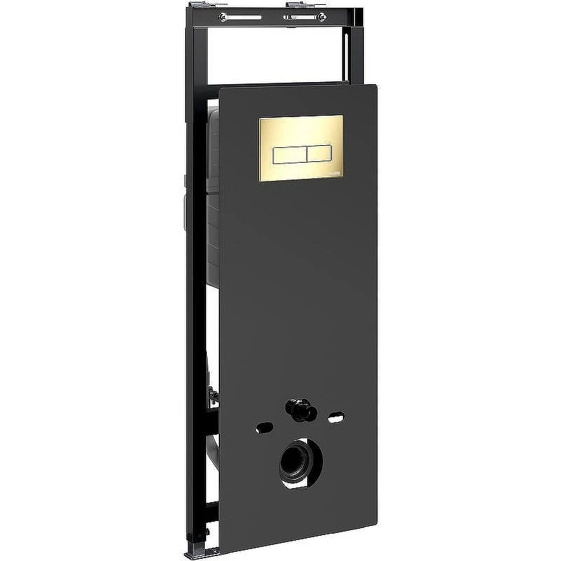 Инсталляция WasserKRAFT Salm 27TLT.010.ME.BL.PG03 для унитаза Черное стекло с клавишей смыва Золото глянцевое