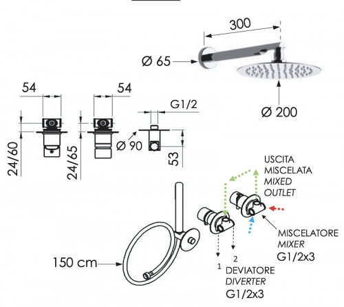 Душевая система Remer X Style X96S02 цвет Хром