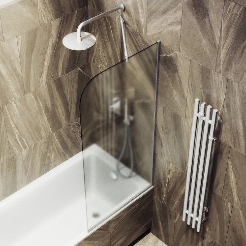 Шторка на ванну Maybah Glass MGV-132-5у 440x1400 в узком профиле Хром матовый стекло сатиновое