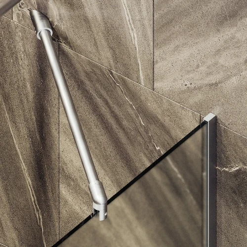 Шторка на ванну Maybah Glass MGV-132-5у 440x1400 в узком профиле Хром матовый стекло сатиновое