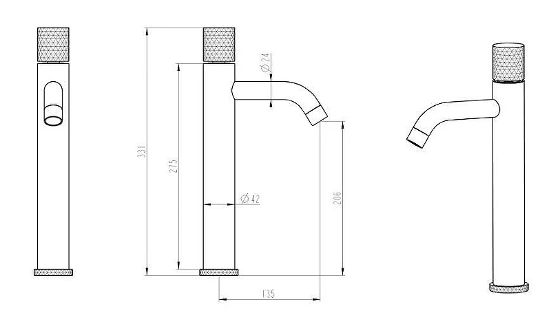 Смеситель для раковины Boheme Stick 122-MG-MR-B цвет Золото матовое