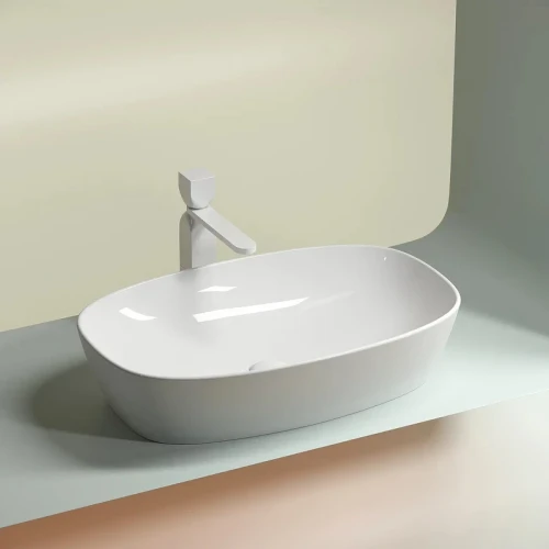 Раковина-чаша Ceramicanova Element 60 CN6049 Белая глянцевая фарфор накладная