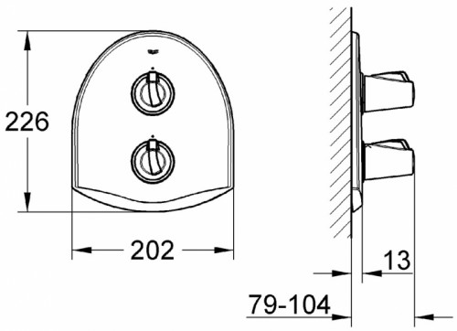 Смеситель для душа Grohe Chiara 19159RR0 с термостатом Велюровый хром латунь встраиваемый