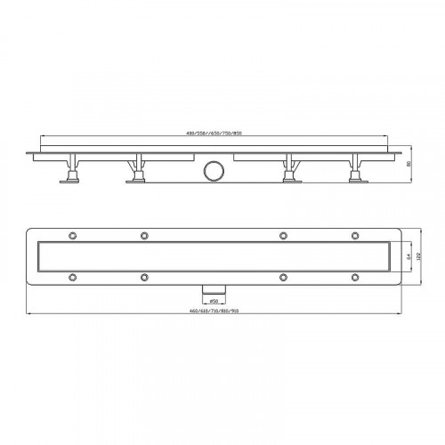 Душевой лоток PlastBrno DESIGN 2 61 SZA8550 с решеткой цвет Матовое золото