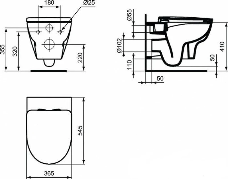 Унитаз Ideal Standard Esedra Rimless T365701 подвесной с сиденьем Микролифт фаянс подвесной