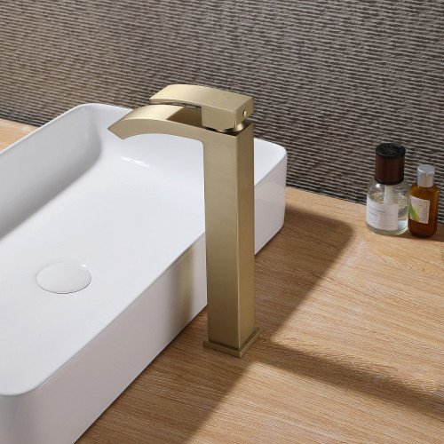 Смеситель для раковины Abber Wasserfall AF8611G Золото матовое латунь