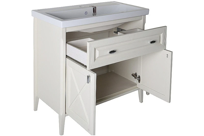 Комплект мебели для ванной ASB-Woodline Монте 80 Бежевый массив дерева