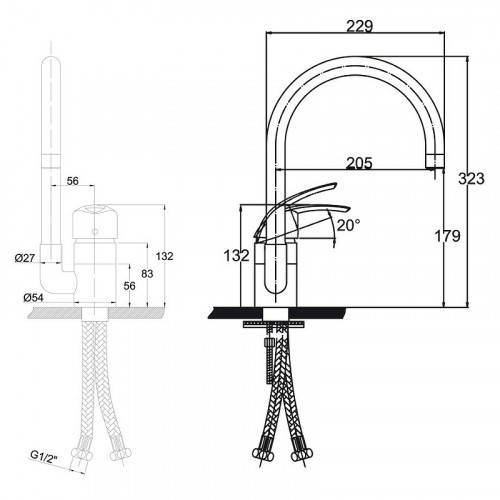 Смеситель для кухни Kaiser Nova 23044 Хром латунь