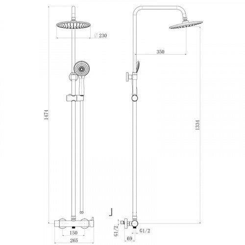 Душевая система Royce Valerie RCS-121802CR Хром латунь на стену