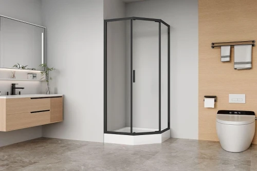 Душевой уголок Aquanet Bright AE90-P-90x90-BT 90х90 352421 профиль Черный стекло прозрачное
