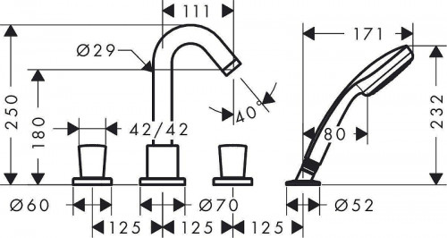 Смеситель на борт ванны Hansgrohe Logis 71314000S цвет Хром