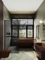 Душевая перегородка Maybah Glass MGD-723-6ш 690x1950 в широком профиле Черный стекло графитовое