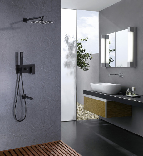 Душевая система Abber Daheim AF8217B Черная матовая латунь встраиваемый