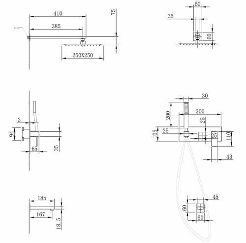 Душевая система Abber Daheim AF8217B Черная матовая латунь встраиваемый