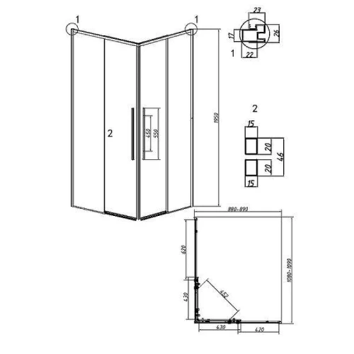 Душевой уголок Grossman Galaxy 110x90 L 300.K33.01.90R11L.21.02 профиль Черный матовый стекло шиншилла