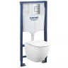Комплект унитаза с инсталляцией Grohe Rapid SL 39181001 цвет Белый с сиденьем Микролифт и клавишей смыва цвет Хром