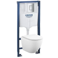 Комплект унитаза с инсталляцией Grohe Rapid SL 39181001 цвет Белый с сиденьем Микролифт и клавишей смыва цвет Хром
