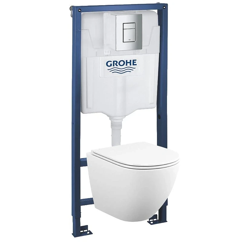 Комплект унитаза с инсталляцией Grohe Rapid SL 39181001 цвет Белый с сиденьем Микролифт и клавишей смыва цвет Хром
