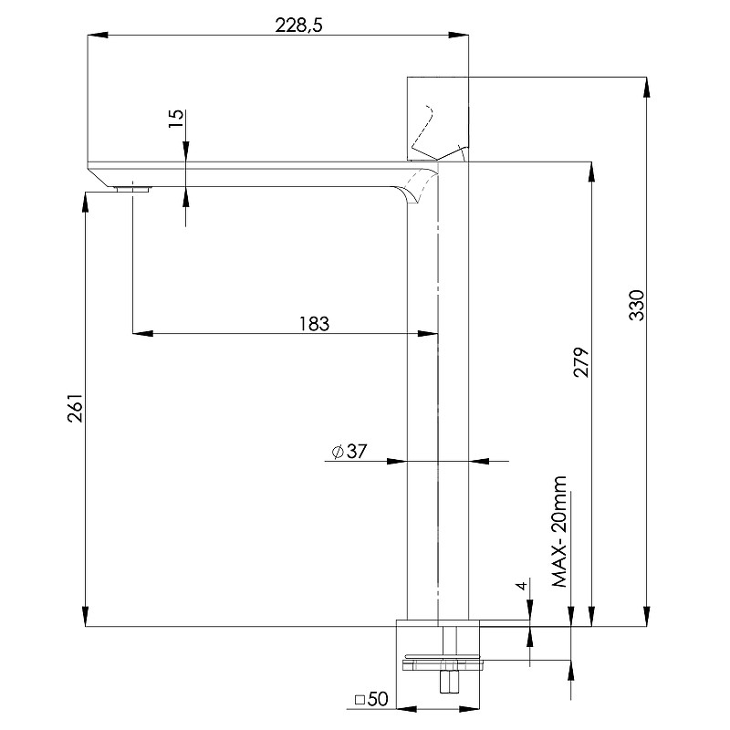 Смеситель для раковины Remer Edge EG512LXL Хром латунь