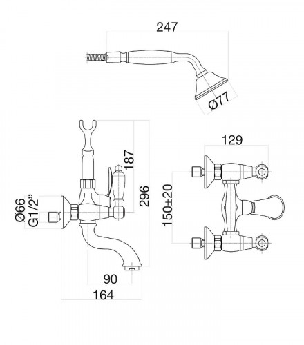 Смеситель для ванны Fiore Coloniale 02OO0600 цвет Золото