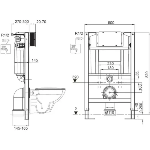 Инсталляция для унитаза Kludi Unifix 79100 без клавиши смыва