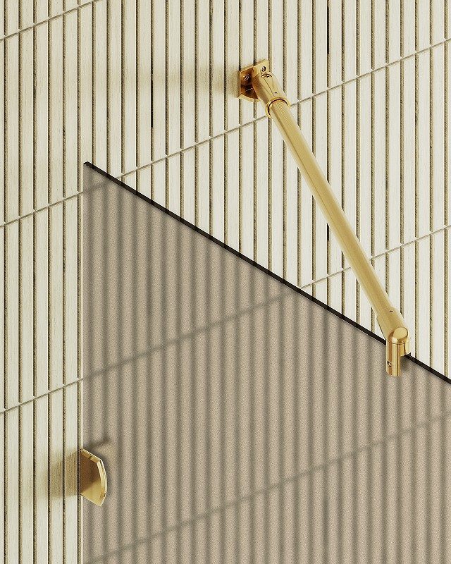 Душевая перегородка Maybah Glass MGD-265-3 790x1950 коннектор стена-стекло Золото стекло бронзовое матовое