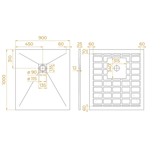 Душевой поддон из искусственного камня RGW Stone Tray (Стоун Трей) ST-W 100х90 14152910-01-11ST цвет Белый