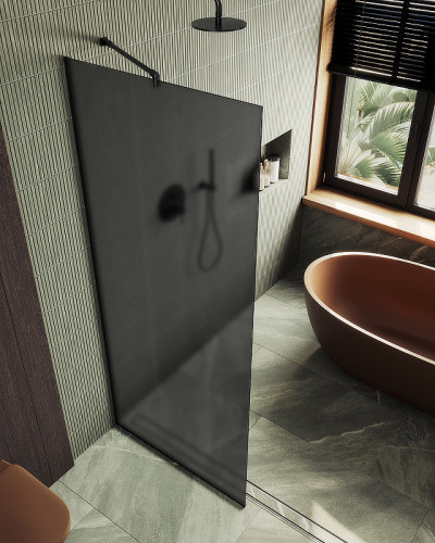 Душевая перегородка Maybah Glass MGD-694-6у 890x1950 в узком профиле Черный стекло графитовое матовое