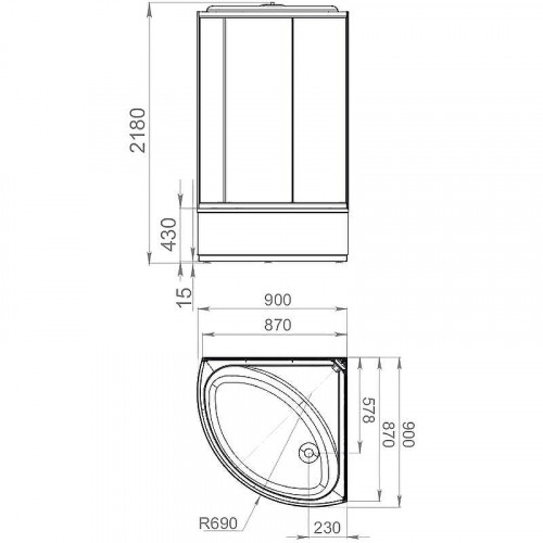 Душевая кабина Melodia della vita Jive 90x90 MB02006 без гидромассажа